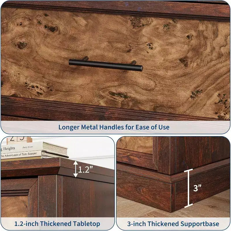 Commode à cinq tiroirs pour chambre à coucher, armoire haute de style fermette