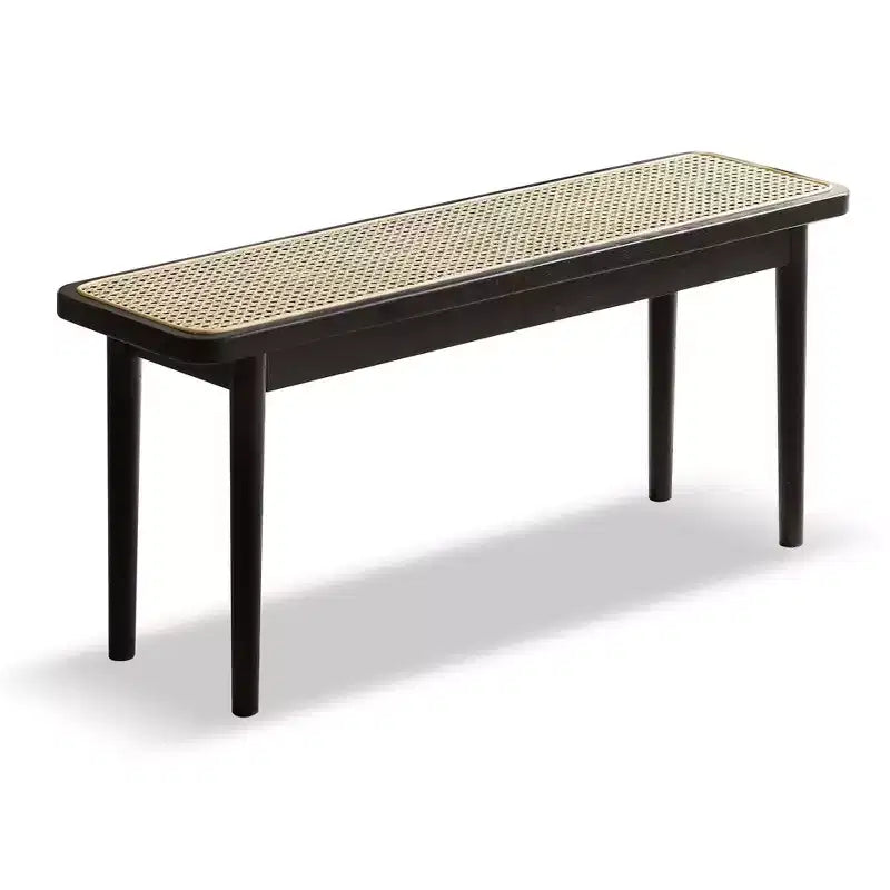 Banc moderne en chêne massif et rotin