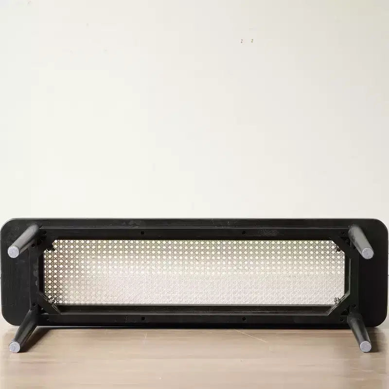 Banc moderne en chêne massif et rotin
