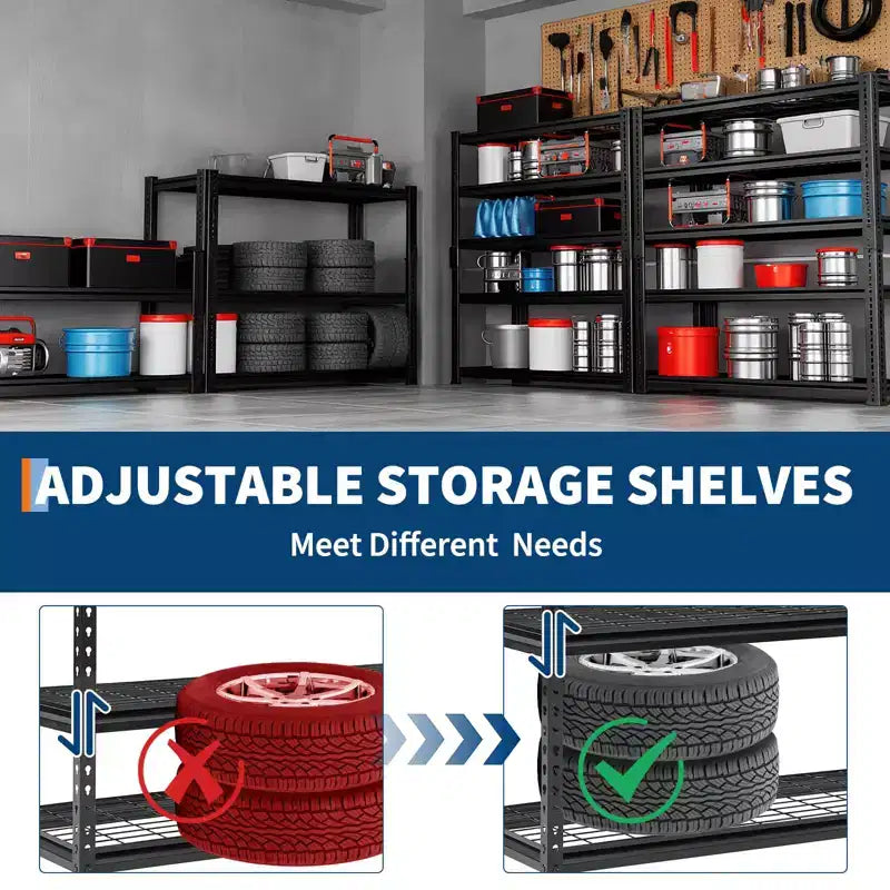 Étagères de garage robustes, rayonnage métallique de rangement réglable