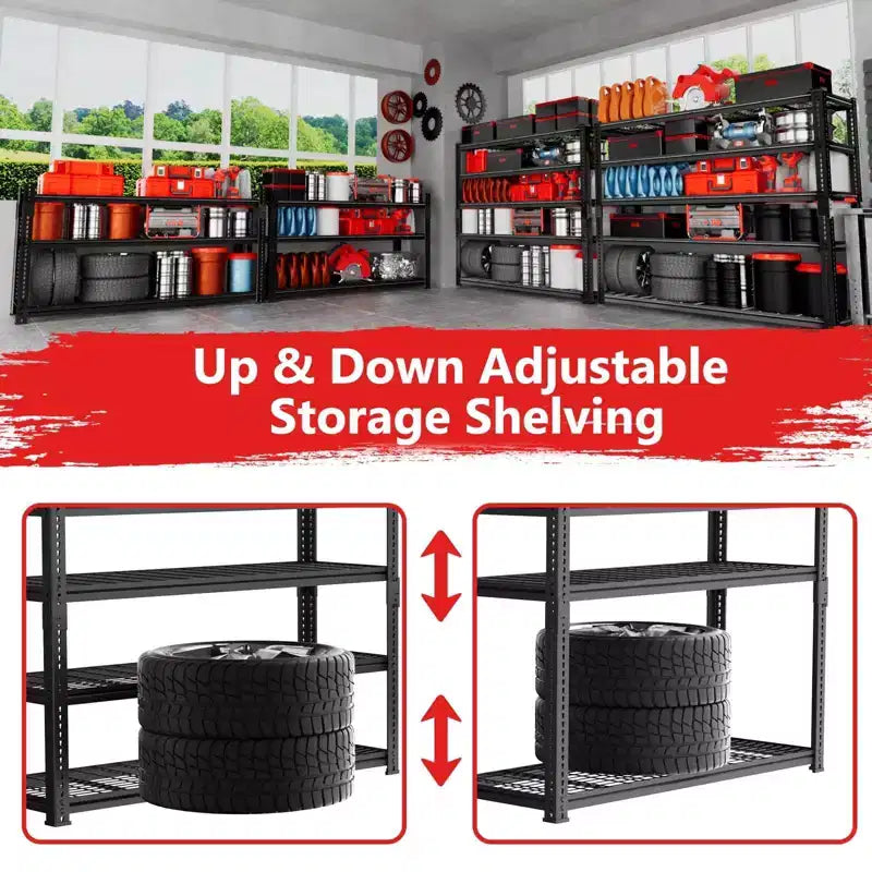 Étagères de garage robustes, rayonnage métallique de rangement réglable