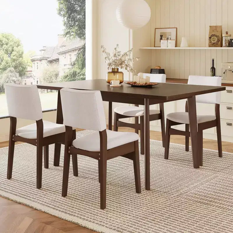Chaises de salle à manger empilables rembourrées, avec assise et dossier en lin