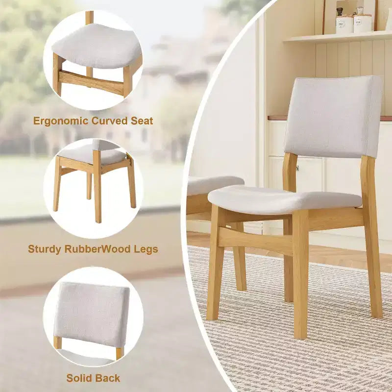 Chaises de salle à manger empilables rembourrées, avec assise et dossier en lin