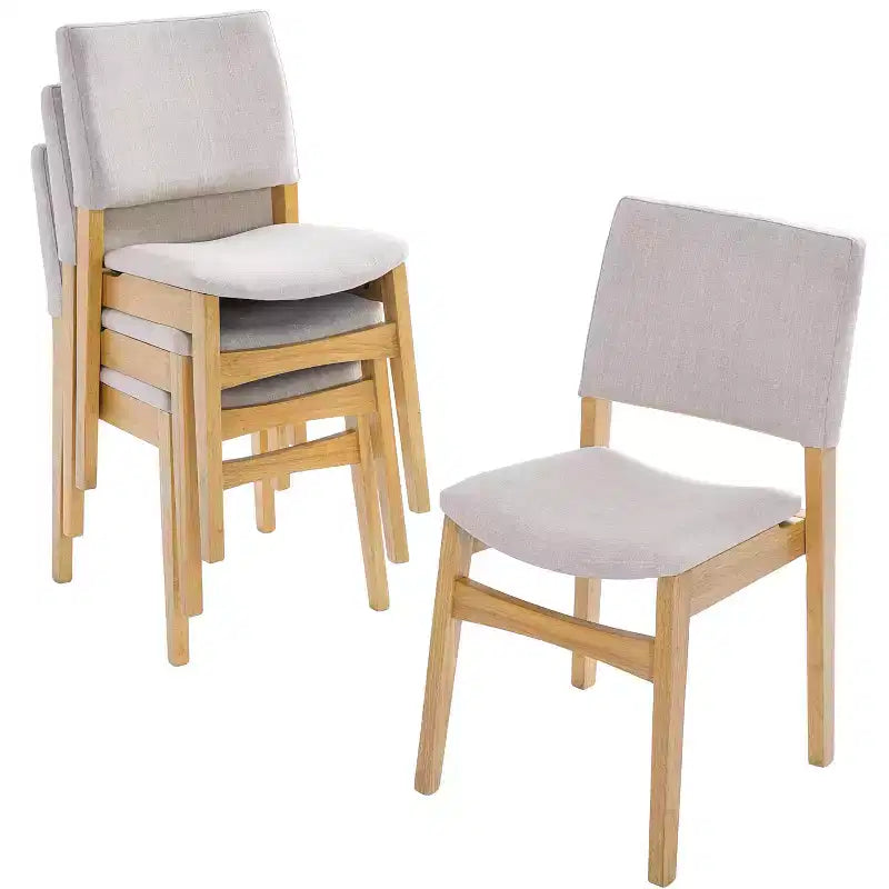 Chaises de salle à manger empilables rembourrées, avec assise et dossier en lin
