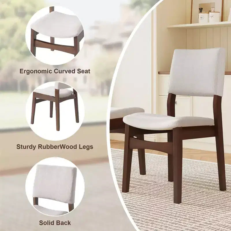 Chaises de salle à manger empilables rembourrées, avec assise et dossier en lin