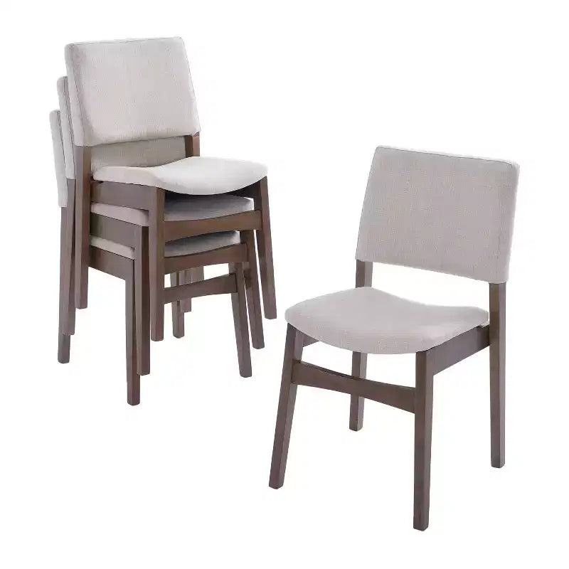 Chaises de salle à manger empilables rembourrées, avec assise et dossier en lin