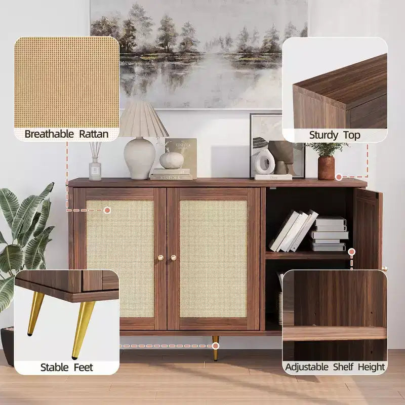 Meuble de rangement en osier, buffet de style moderne