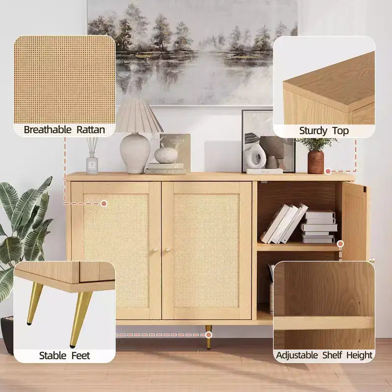 Meuble de rangement en osier, buffet de style moderne