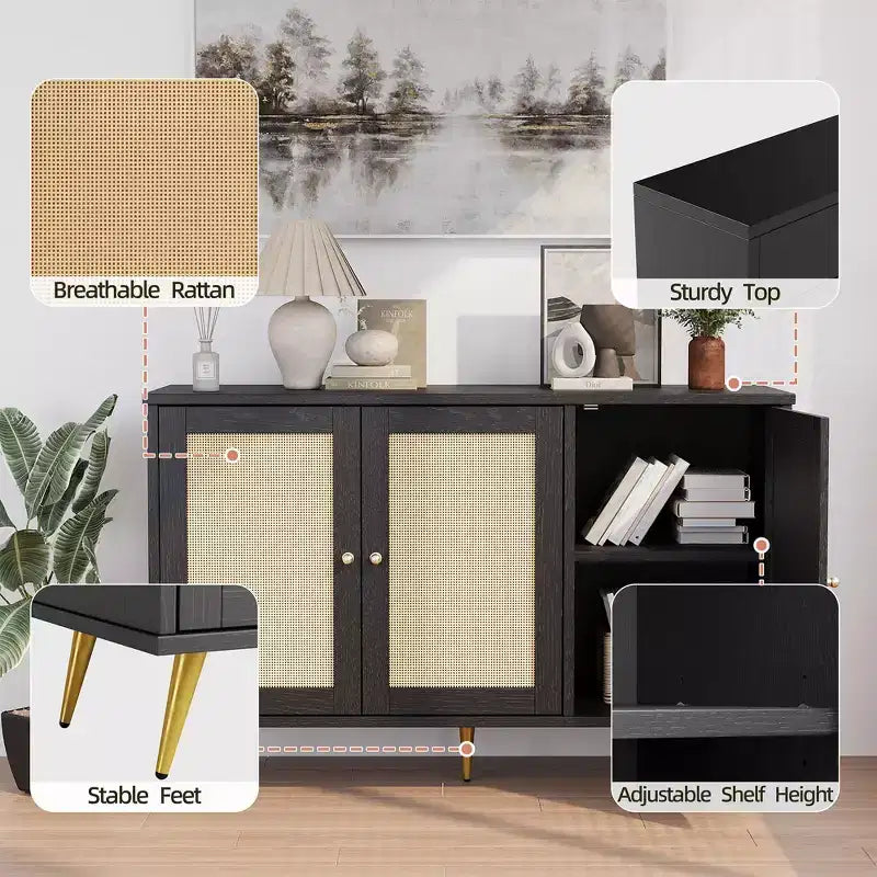 Meuble de rangement en osier, buffet de style moderne