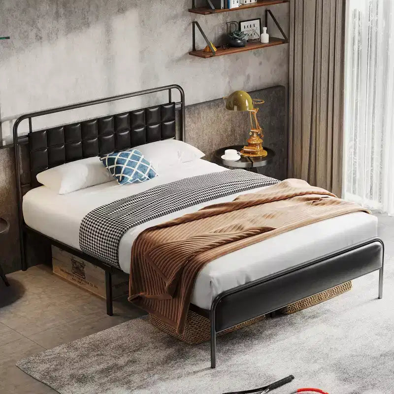 Sailvan Queen Bed Frame with Headboard, Queen Size Bed Frame with Storage Space & Upholstered