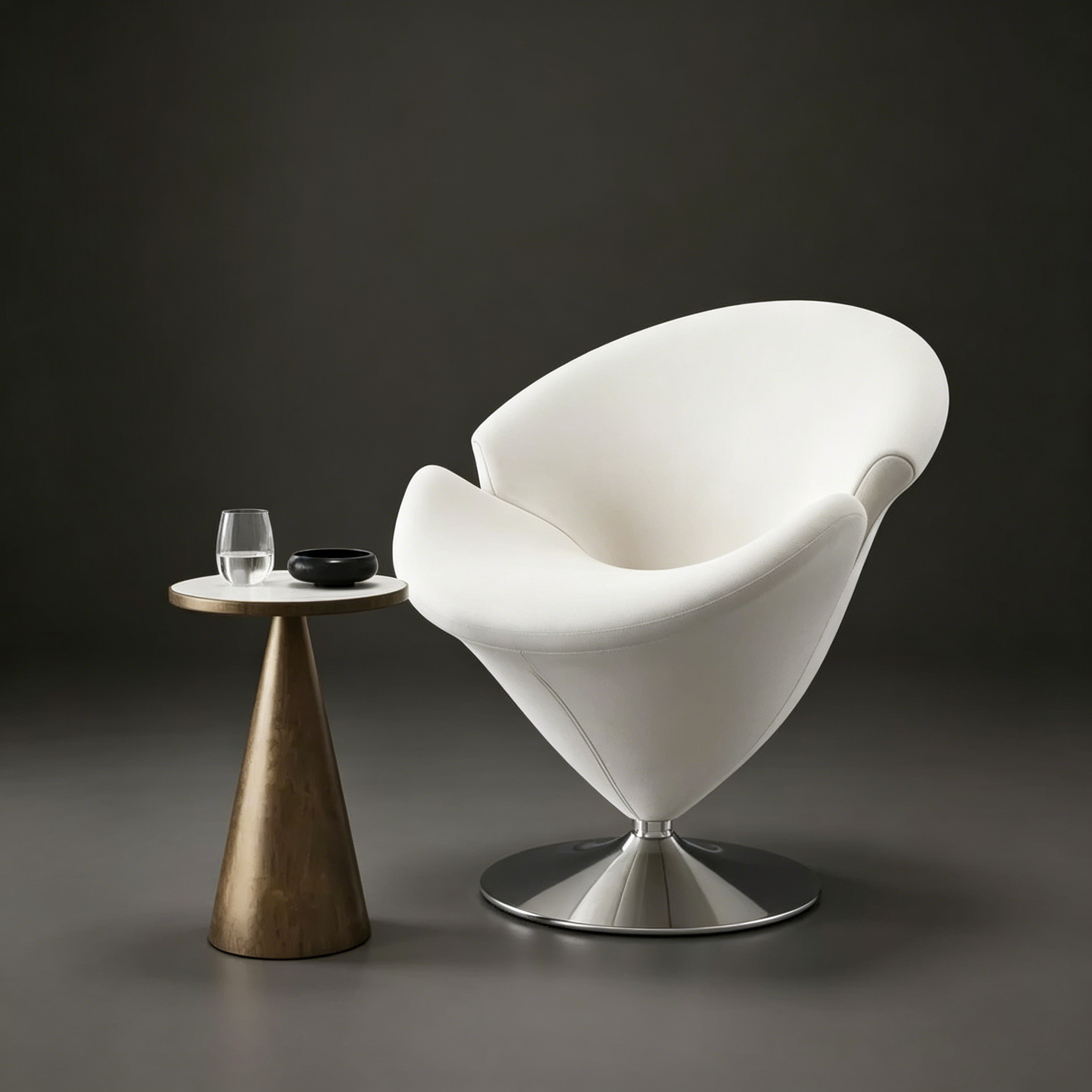 Deux fauteuils pivotants en velours tulipe