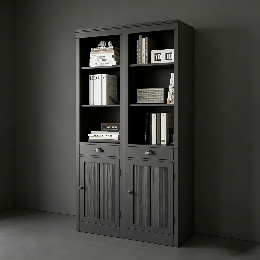 Bibliothèque avec tiroirs et portes de placard