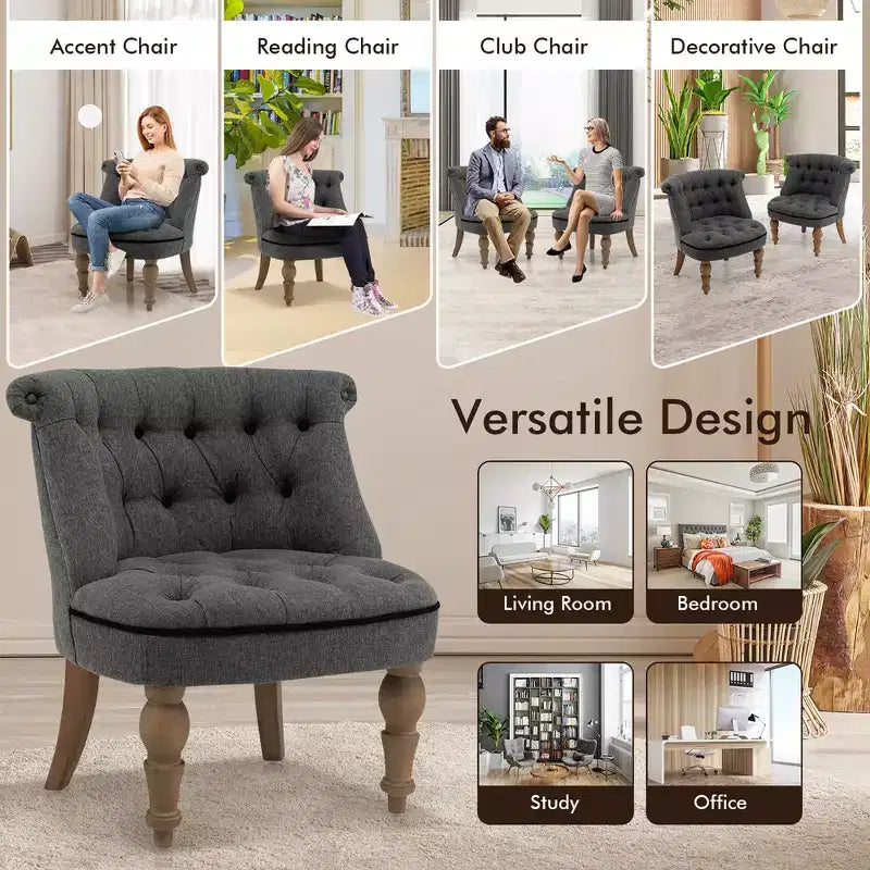 Fauteuil de salon rembourré, chaise longue sans accoudoirs