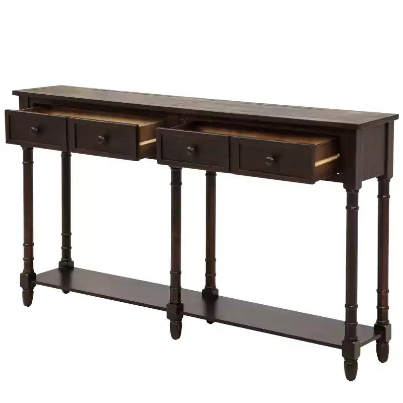 Console avec deux tiroirs de rangement et étagère inférieure