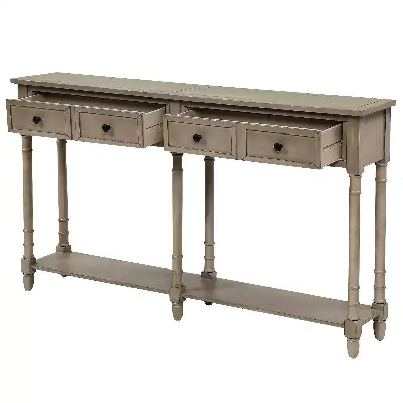 Console avec deux tiroirs de rangement et étagère inférieure