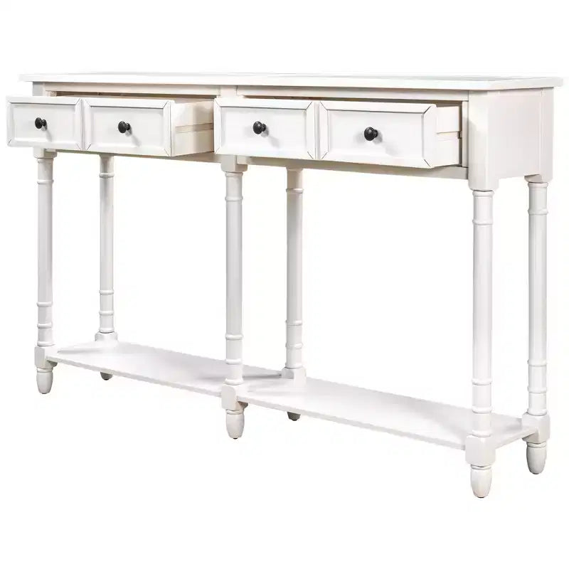 Console avec deux tiroirs de rangement et étagère inférieure
