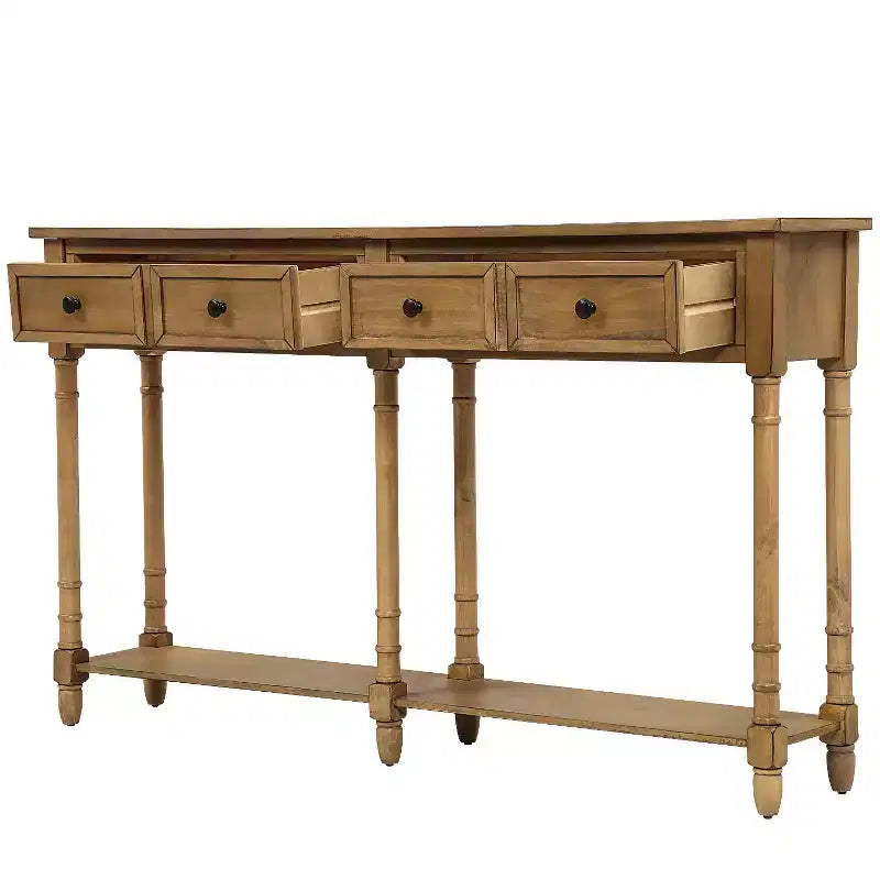 Console avec deux tiroirs de rangement et étagère inférieure