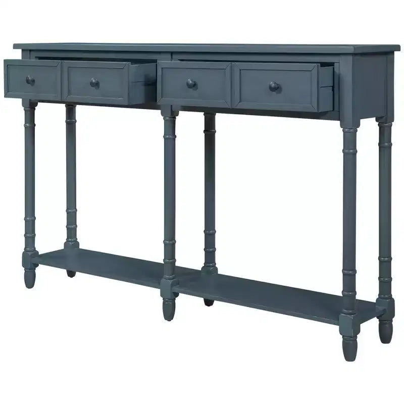 Console avec deux tiroirs de rangement et étagère inférieure