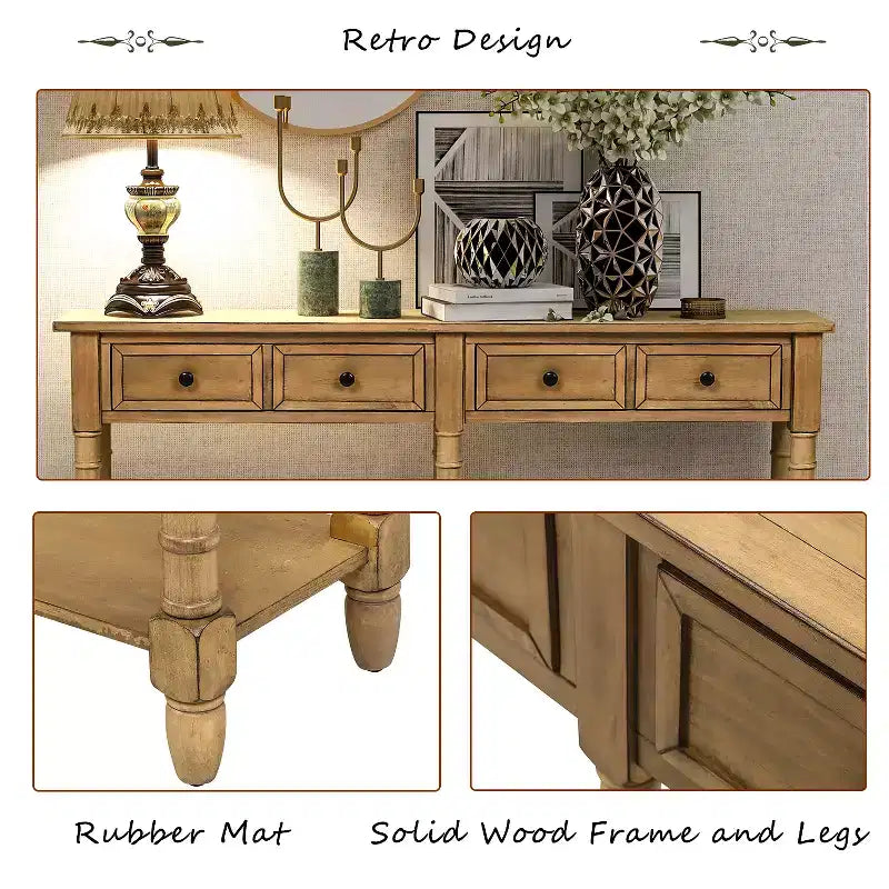 Console avec deux tiroirs de rangement et étagère inférieure