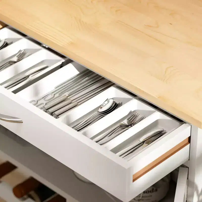Îlot de cuisine mobile à roulettes avec bar intégré