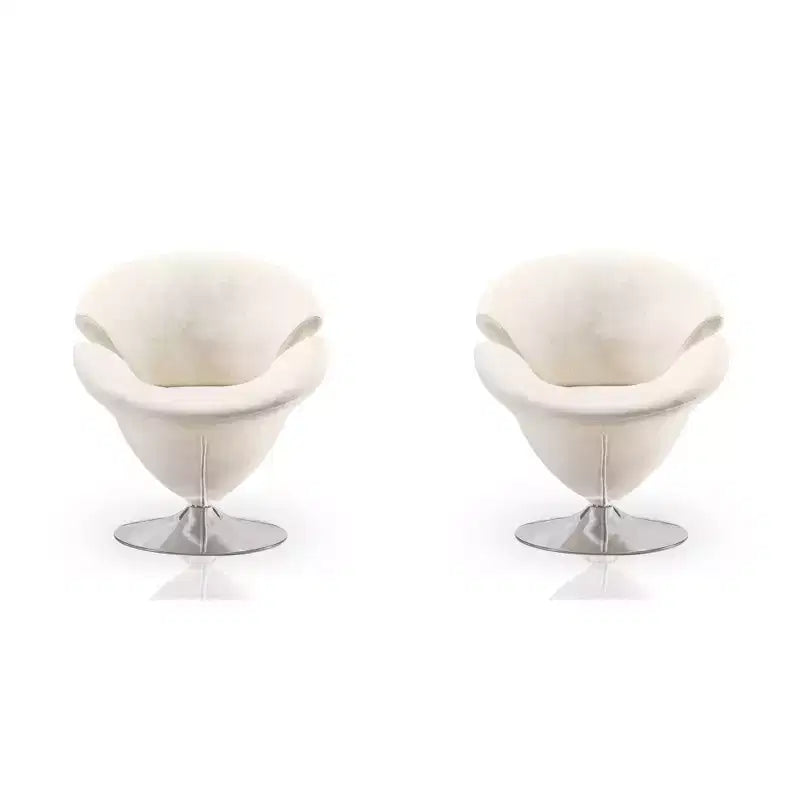 Deux fauteuils pivotants en velours tulipe