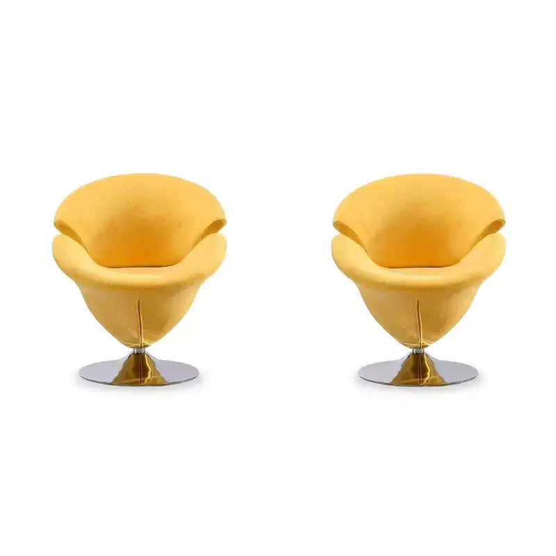 Deux fauteuils pivotants en velours tulipe