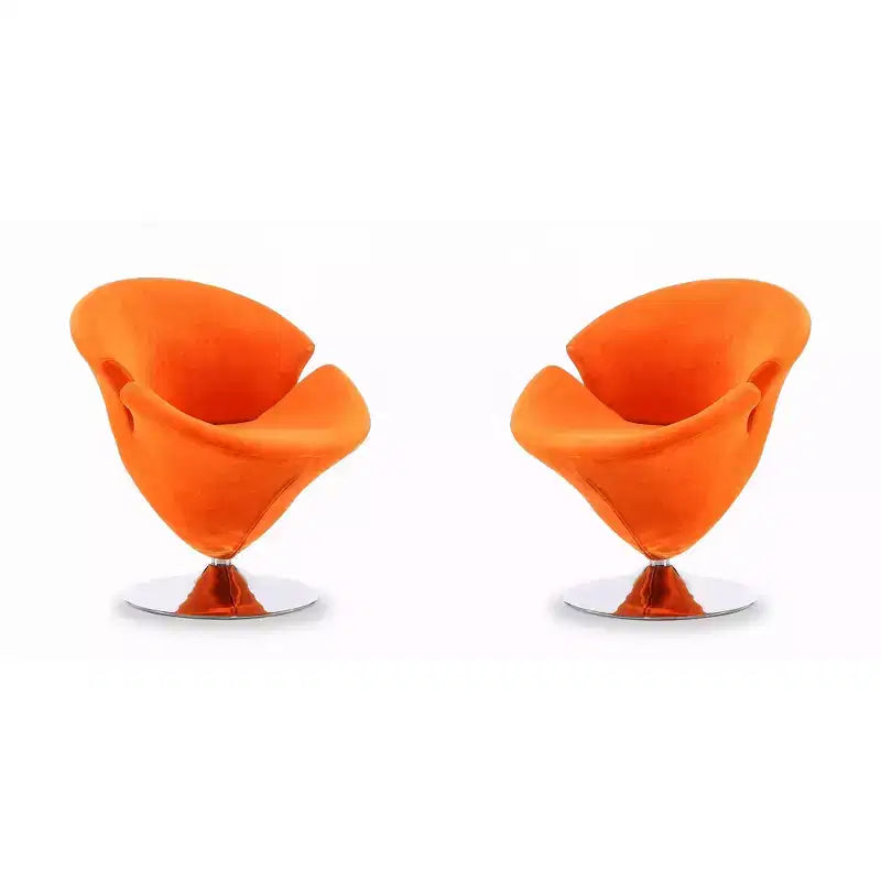 Deux fauteuils pivotants en velours tulipe